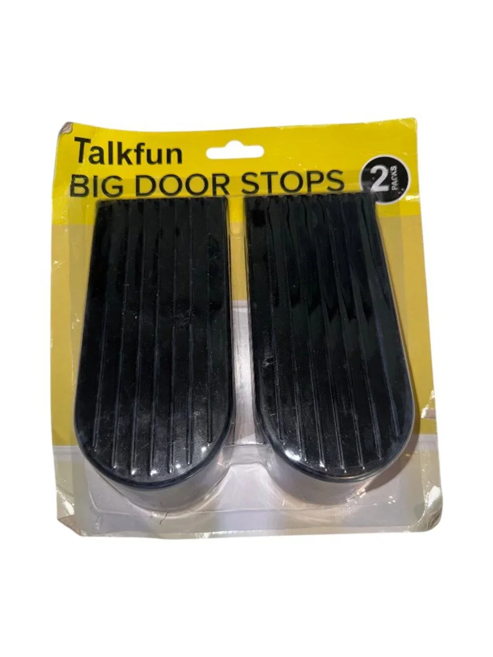Talkfun Big Door Stops 2 Pack - Durable Black Door Wedges